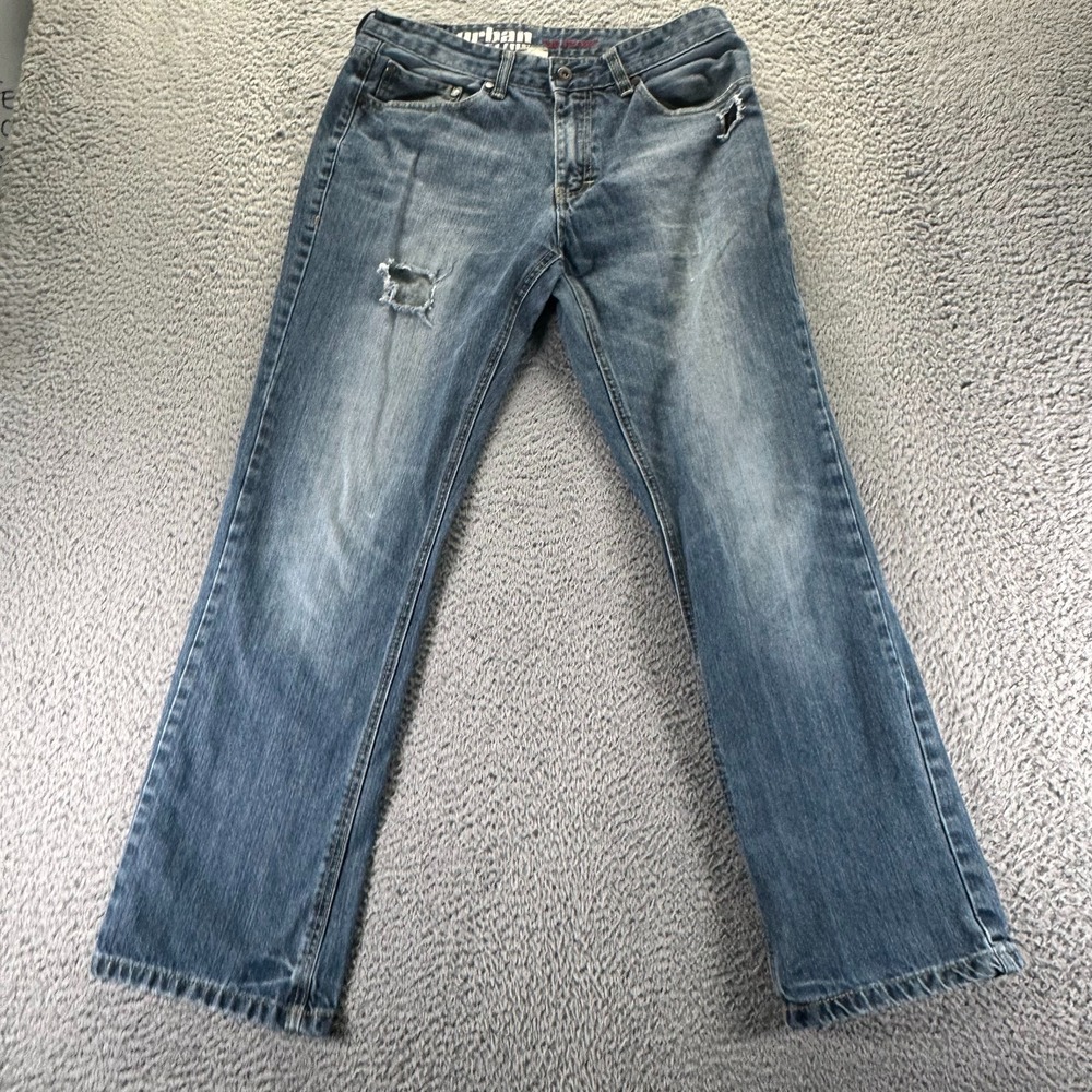 Urban Pipeline Jeans Mens 33x32 Blue Cotton Denim Straight Slim Faded Workwear